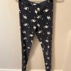 Forever 21 Dark Blue White Black French Bull Dog Leggings